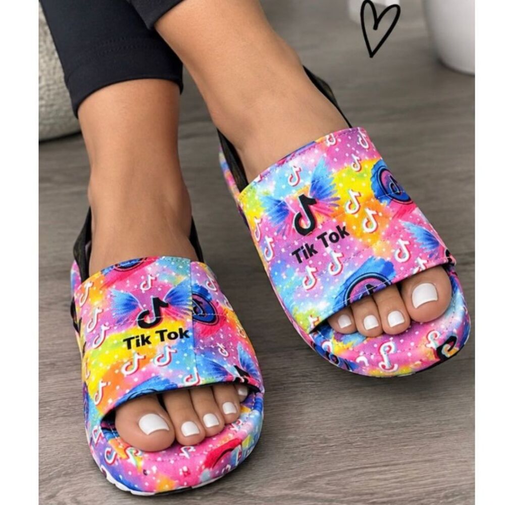 NEW Women’s Mexican Sandals US 7 MX 24 Rainbow Tie Dye Platform Slingback